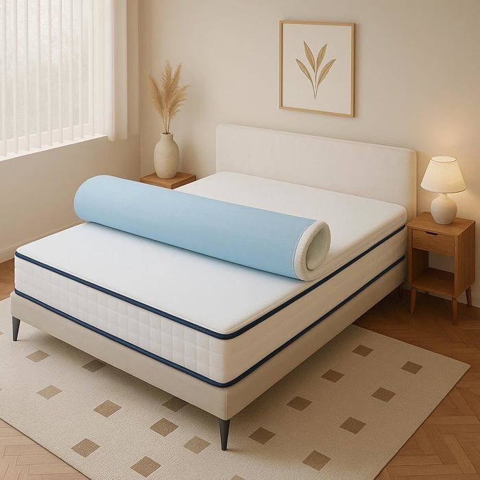 Surmatelas Viscoélastique Gel 180x200 cm  4 cm Additionnels de Confort, Fabriqué en Espagne, Fraîcheur et Bien-être,OEKO-TEX®