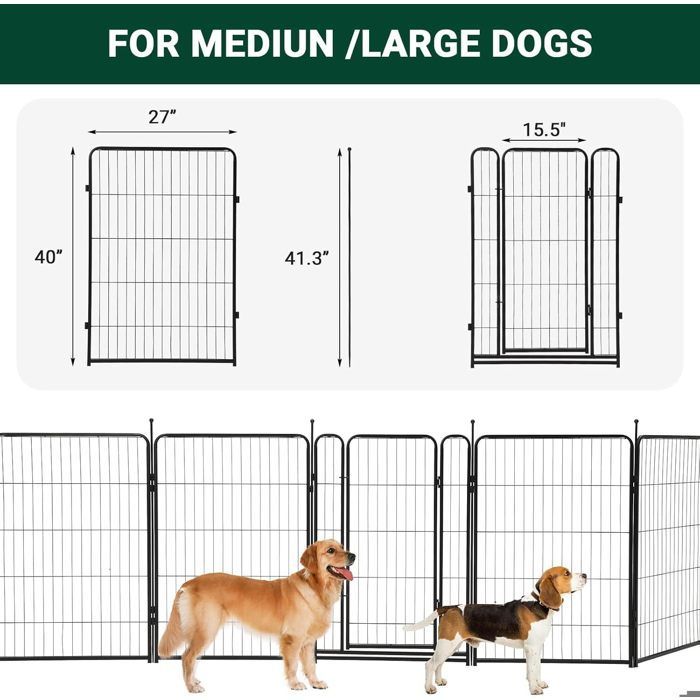 Enclos pour chien-Parc pour animaux de compagnie - Métal - 68,6 x 101,6 cm - Noir