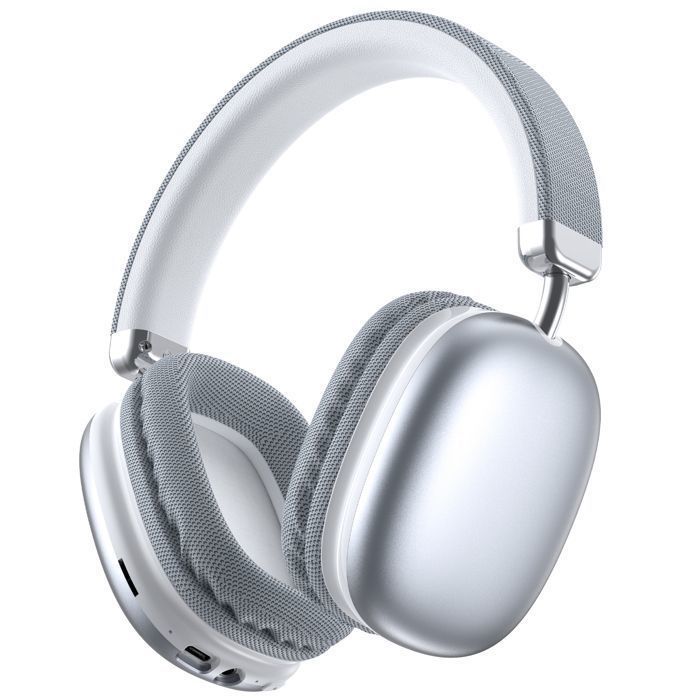 VEATOOL Wireless Bluetooth 5.3 Headphones with Tri-Frequency Equalization, Stereo Sound, Built-in Microphone, and 40-Hour Battery Life - Silver