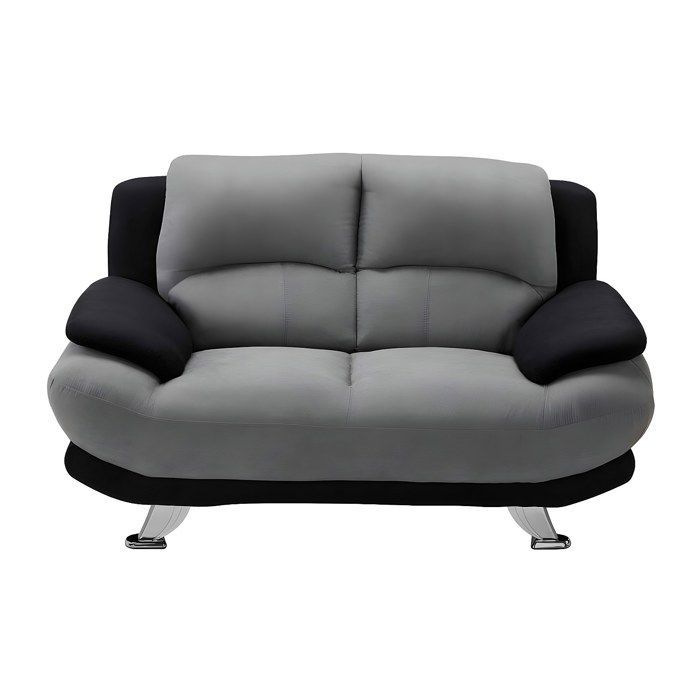 Canapé 2 places en microfibre MUSKO - Bicolore gris et noir - Contemporain - Design - Moelleux