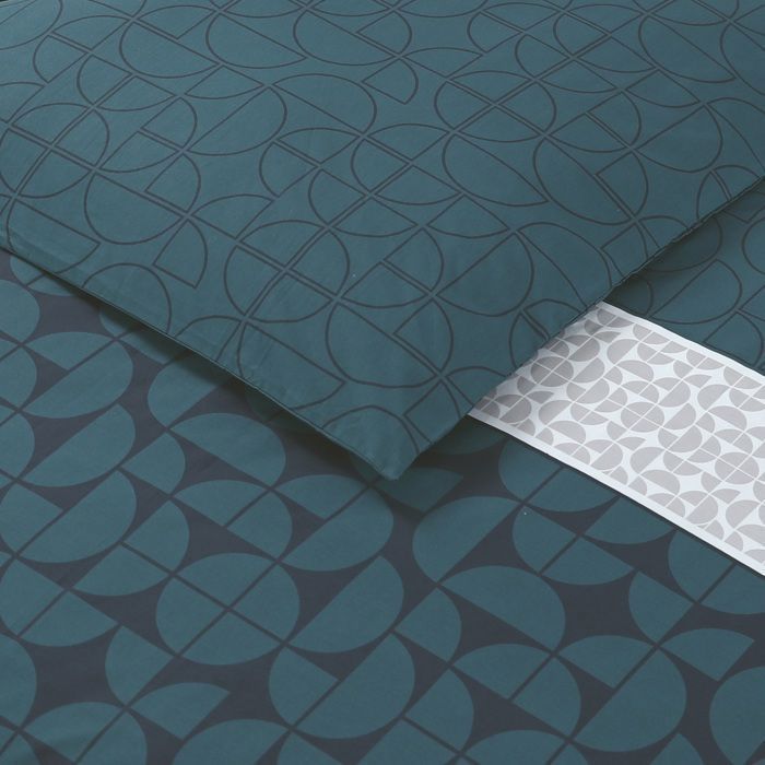 VISION - Parure de lit Basile - 100% coton - 1 housse de couette 140x200cm + 1 taie d'oreiller 65x65cm - Gris