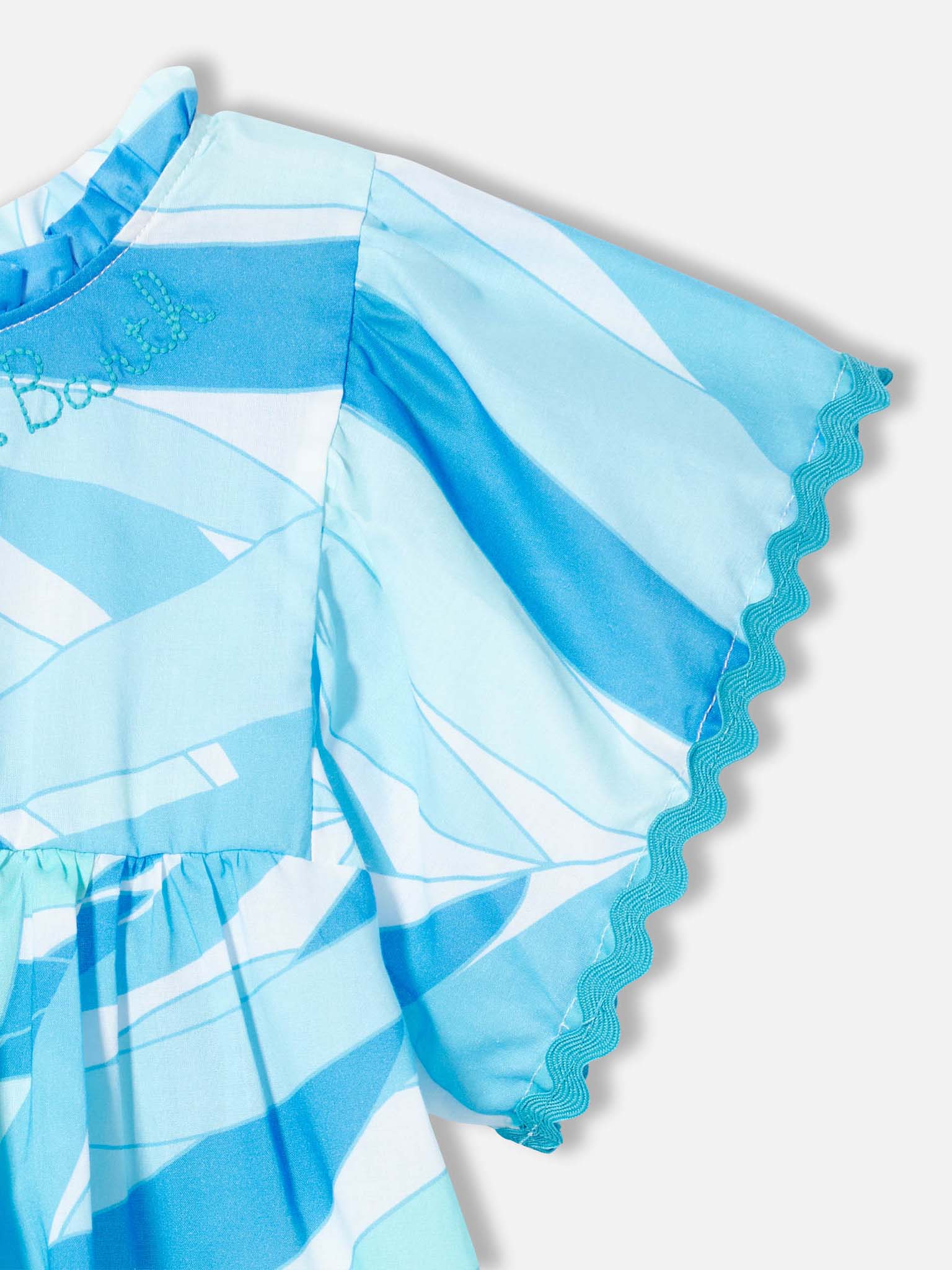 Meisjesjurk met blauwe palmprint