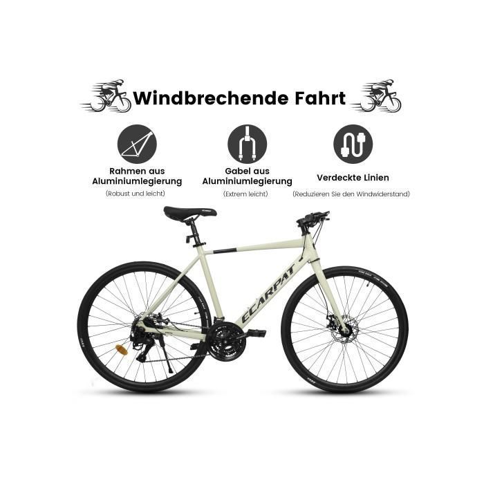Vélo de ville -HJKJYX- 28 pouces unisexe - 24 vitesses - mécanisme de changement de vitesse - blanc