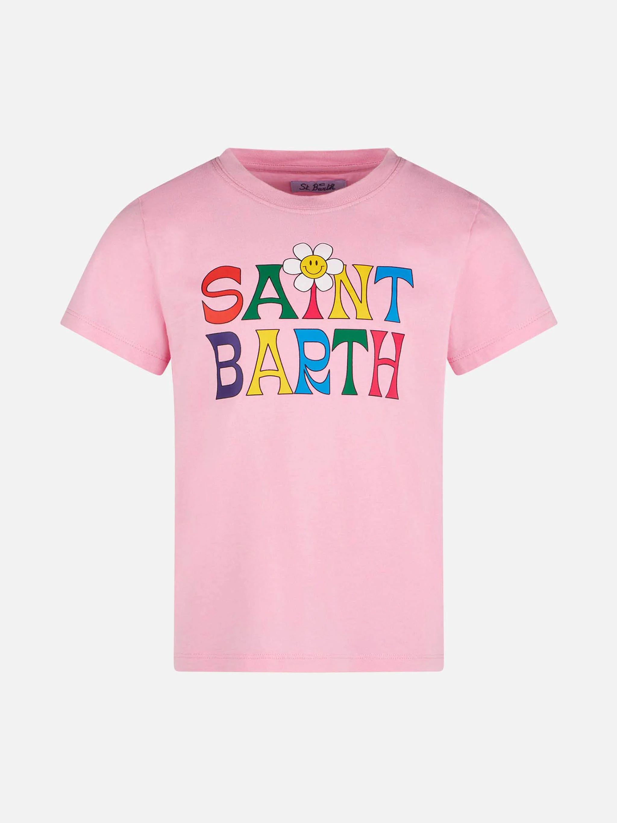 T-shirt voor meisjes met het logo van Saint Barth en een madeliefje.