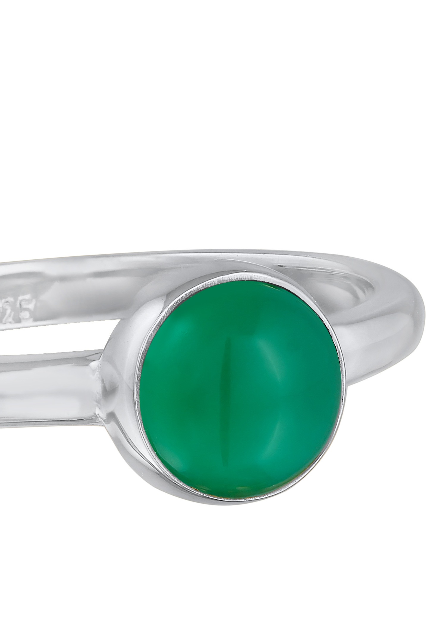Elli PREMIUM Elli PREMIUM Bague Femmes Solitaire Basic Vert avec Agate pierres précieuses en argent sterling 925 rhodié