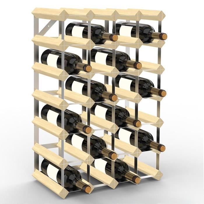 Botellero, 30 botellas, 61,2 x 42 x 22,8 cm, Madera natural, Dimensiones: 61,2 x 42 x 22,8 cm
