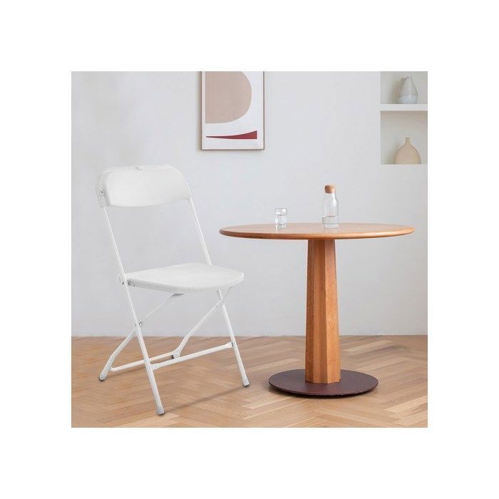 Juego de 2 sillas plegables de plástico blanco, sillas plegables portátiles para jardín exterior.