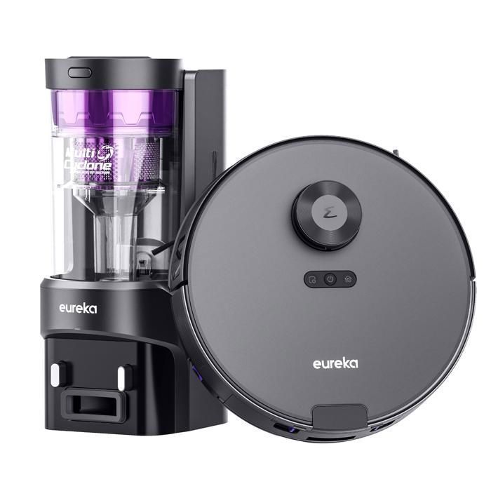 EUREKA E10s Robot Aspirateur Laveur avec Station sans Sac, Aspirateur Robot LiDAR avec Station de Vidange Automatique, Noir