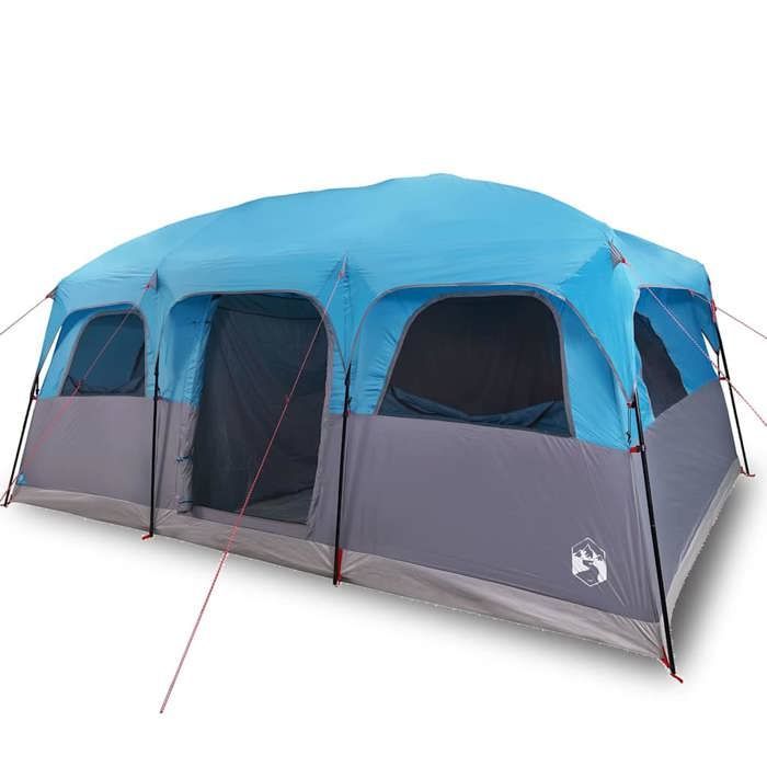 Tienda de campaña familiar vidaXL para 10 personas, color azul, impermeable, para acampar, jardín o jardín (modelo 94540).