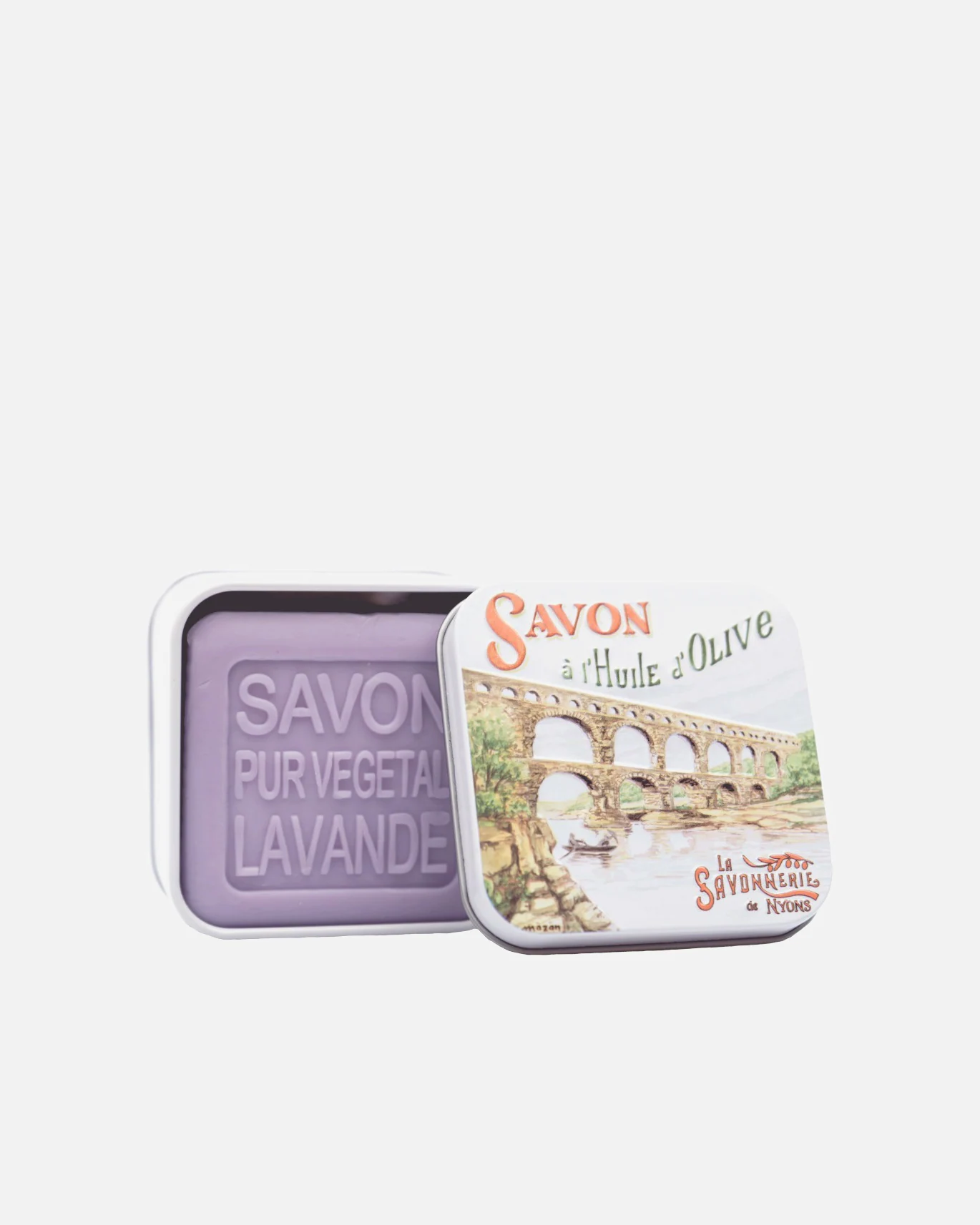 La Savonnerie de Nyons Savon 100g Lavande et Boîte Métal Pont du Gard