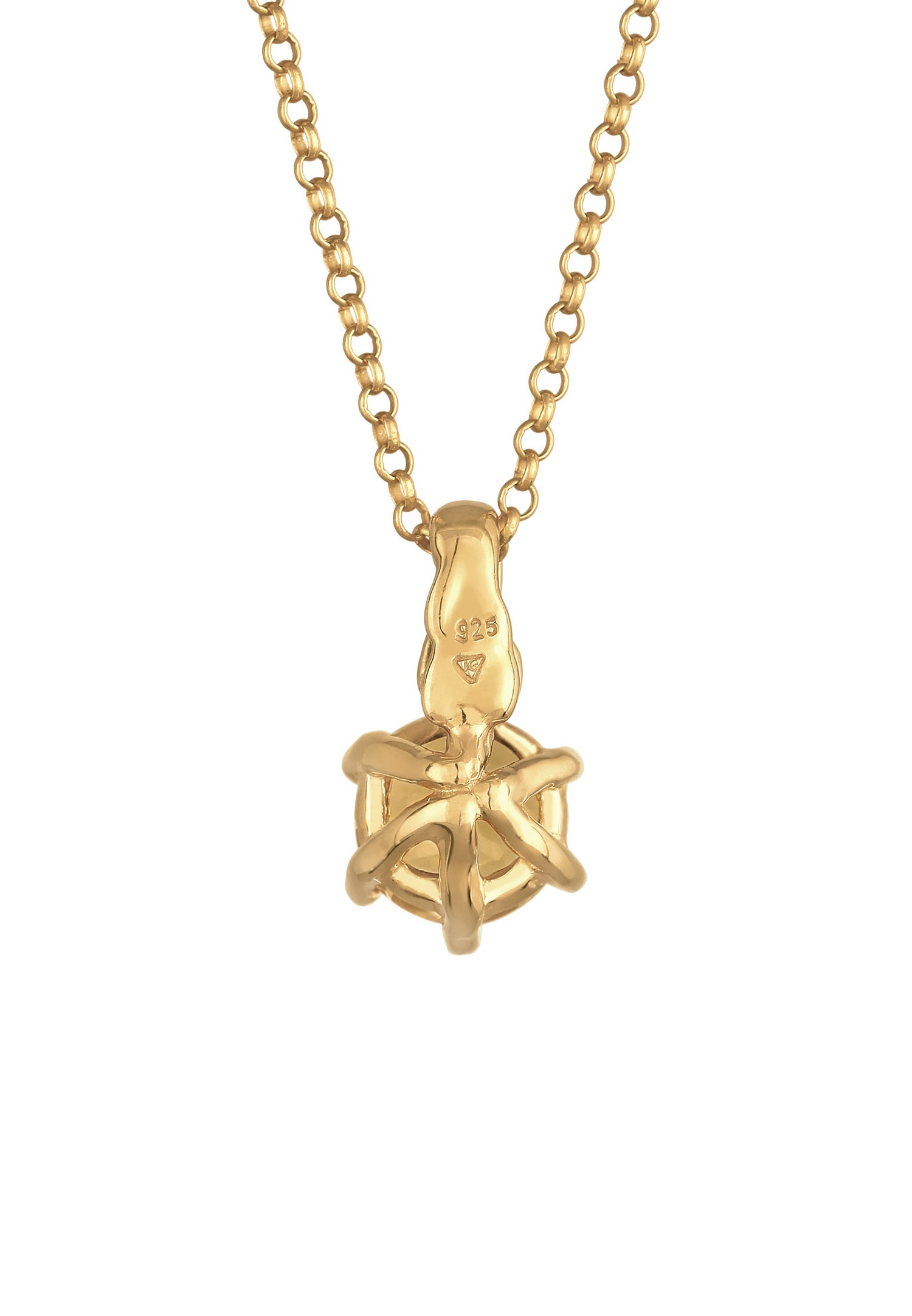 Elli Pendentif solitaire classique pour femme avec pierre de citrine en argent sterling 925 plaqué or
