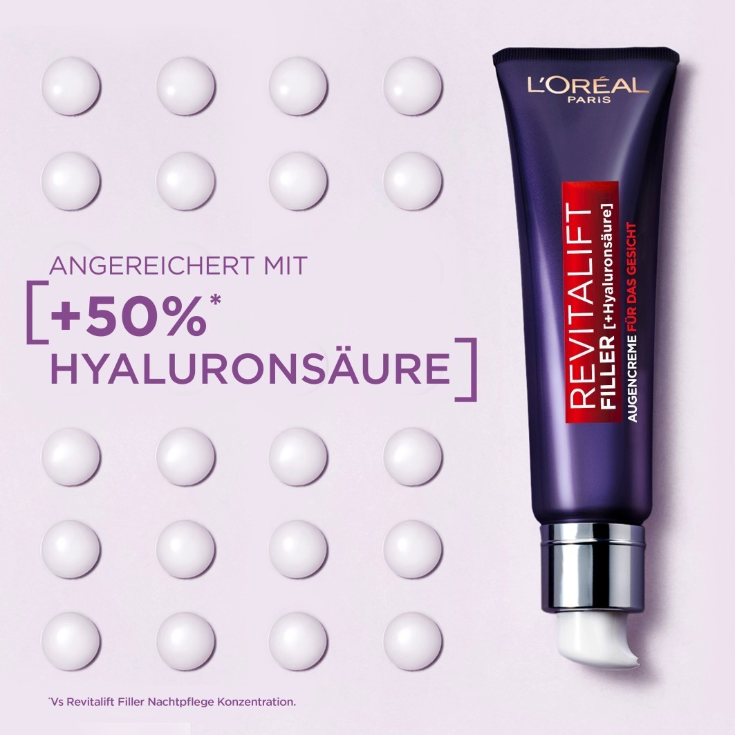 L'Oréal Paris Revitalift krema za oči, filer protiv starenja s hijaluronskom kiselinom za lice – 30 ml