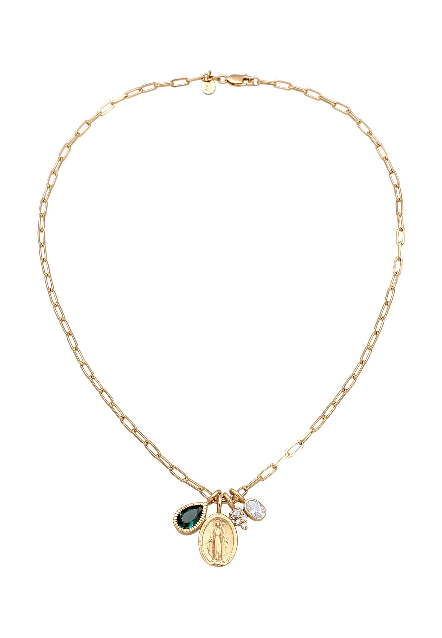 Elli PREMIUM Elli PREMIUM Collier avec Pierre Femmes Pendentif Goutte Quartz Vert Zirconium Marquise Blanc 925 Argent Sterling Doré Fête / Nouvel An Or 42 cm