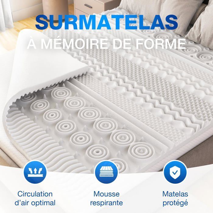 CATAVANA - Protetor de Colchão 90x190 cm - 5 cm de Espuma Viscoelástica - Conforto Ergonômico com 13 Zonas de Suporte