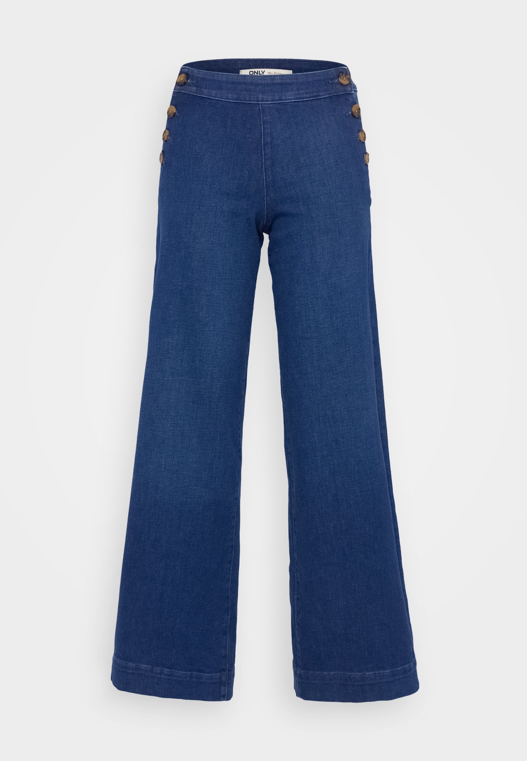 ONLY ONLMADISON BUTTON WIDE - Wijde pijpen - donkerblauw denim