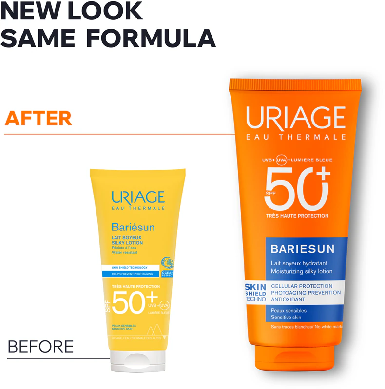 Loção Sedosa Uriage Bariésun FPS 50+ - Leite protetor para corpo e rosto FPS 50+