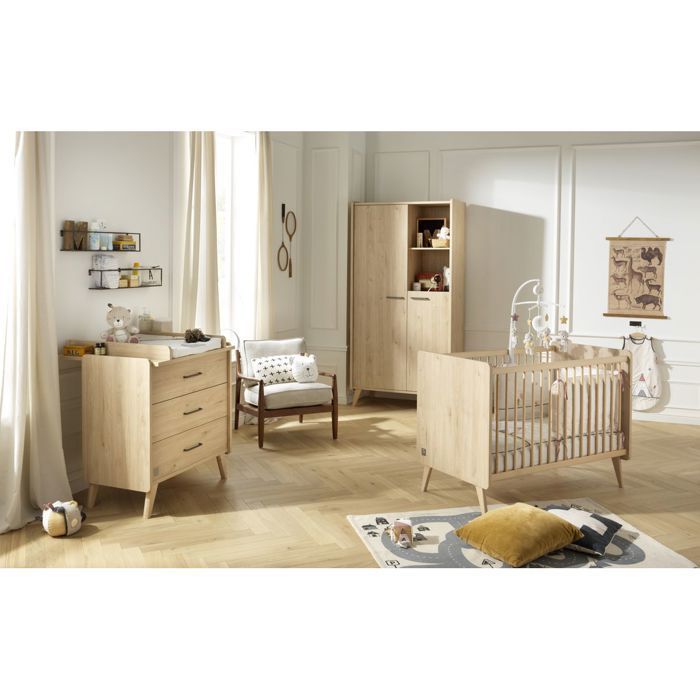 Conjunto completo de dormitorio infantil, cuna y cambiador - ARTY