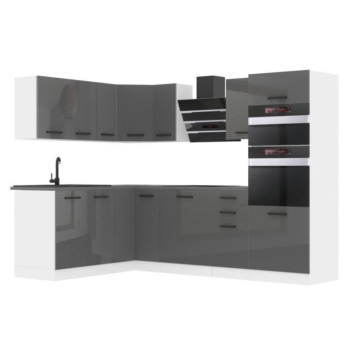 Cucina completa - B BELINI GROUP - MELANIE - Argento lucido - Design contemporaneo 360x60cm
