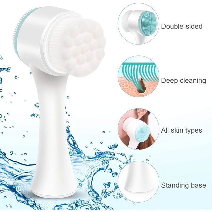 2-in-1 facial cleansing brush, silicone manual cleansing brush, deep keratin cleansing system