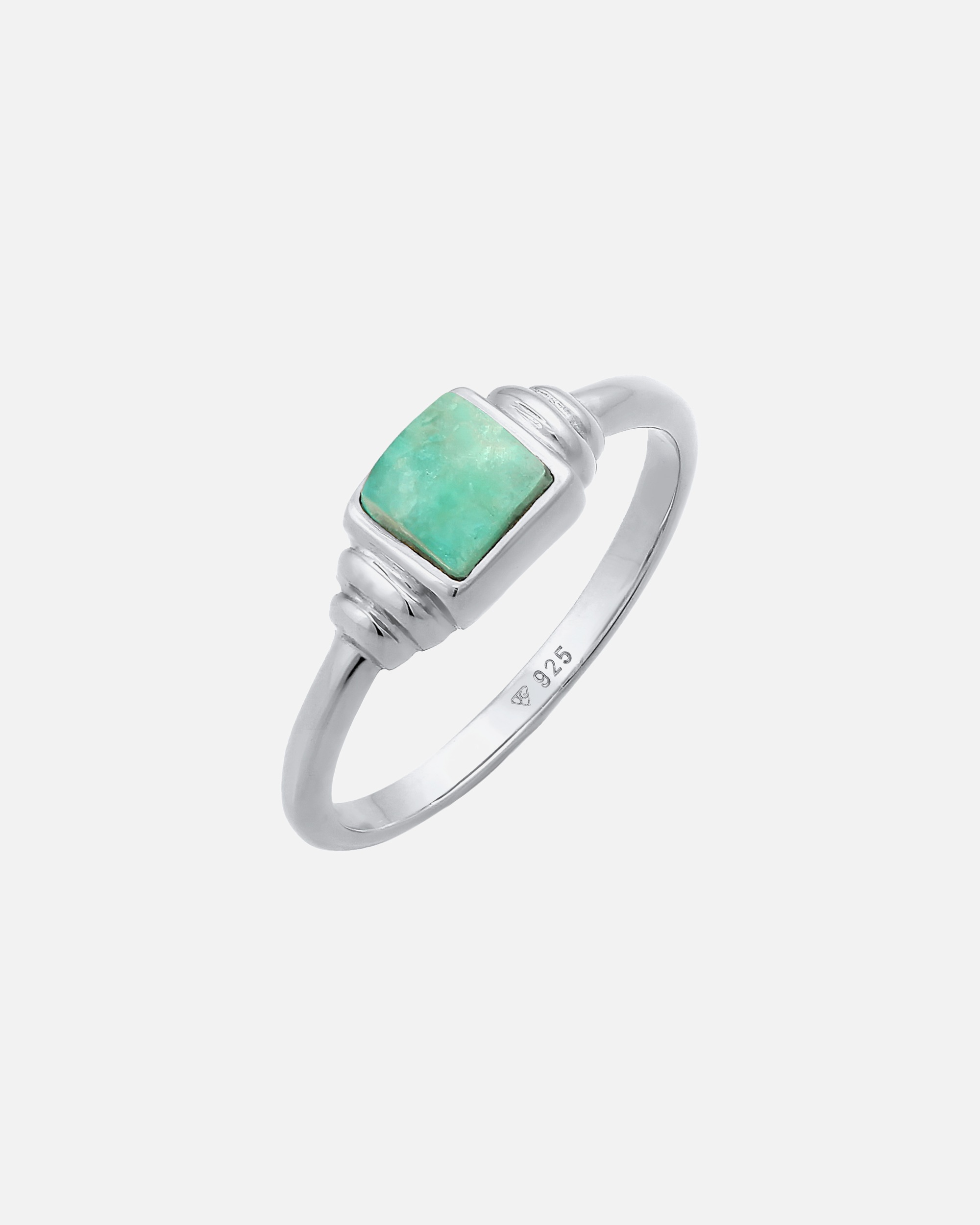 Elli PREMIUM Elli PREMIUM Bague Femmes Solitaire Vintage Carré Simple avec Amazonite en argent sterling 925 plaqué or