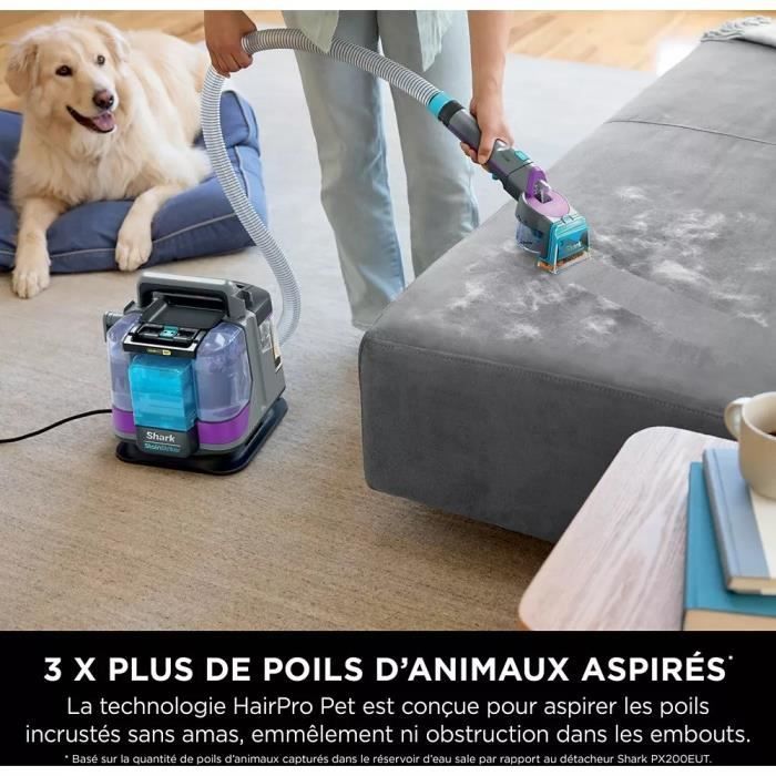 SHARK PX250EUT StainStriker HairPro Quitamanchas para Mascotas - Alfombras, moquetas, muebles, escaleras, coches - 450W - 1,2 L - 1,26 m