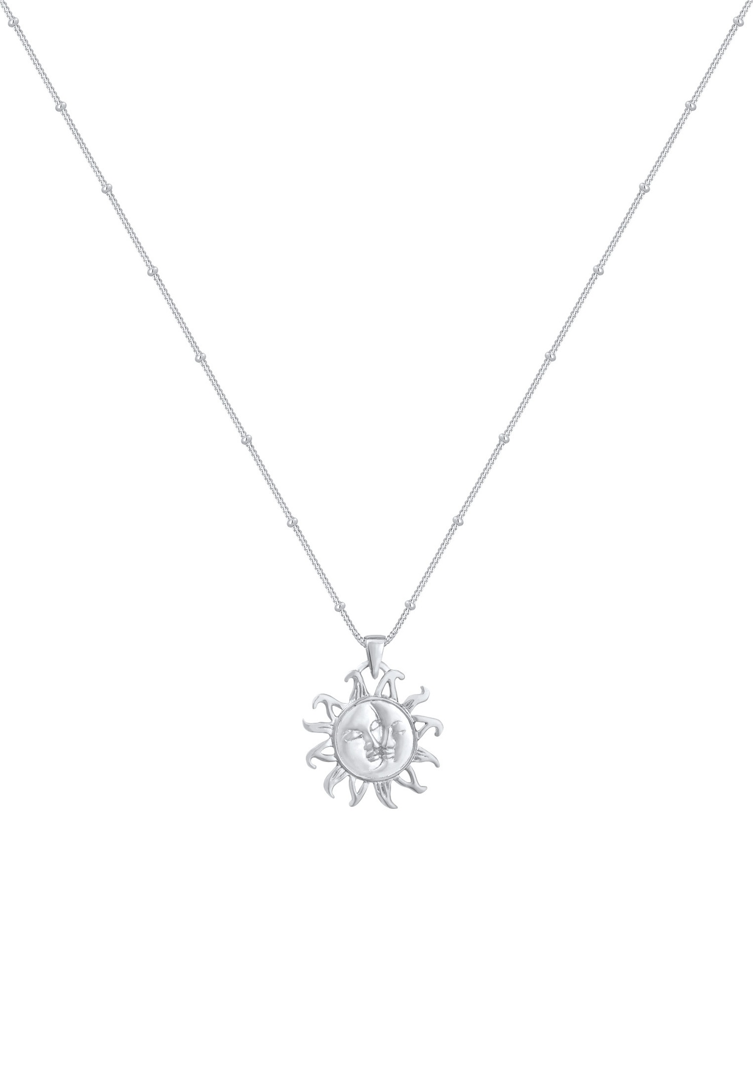 Elli Femmes Pendentif Soleil Vintage Look en Argent Sterling 925 Plaqué Or