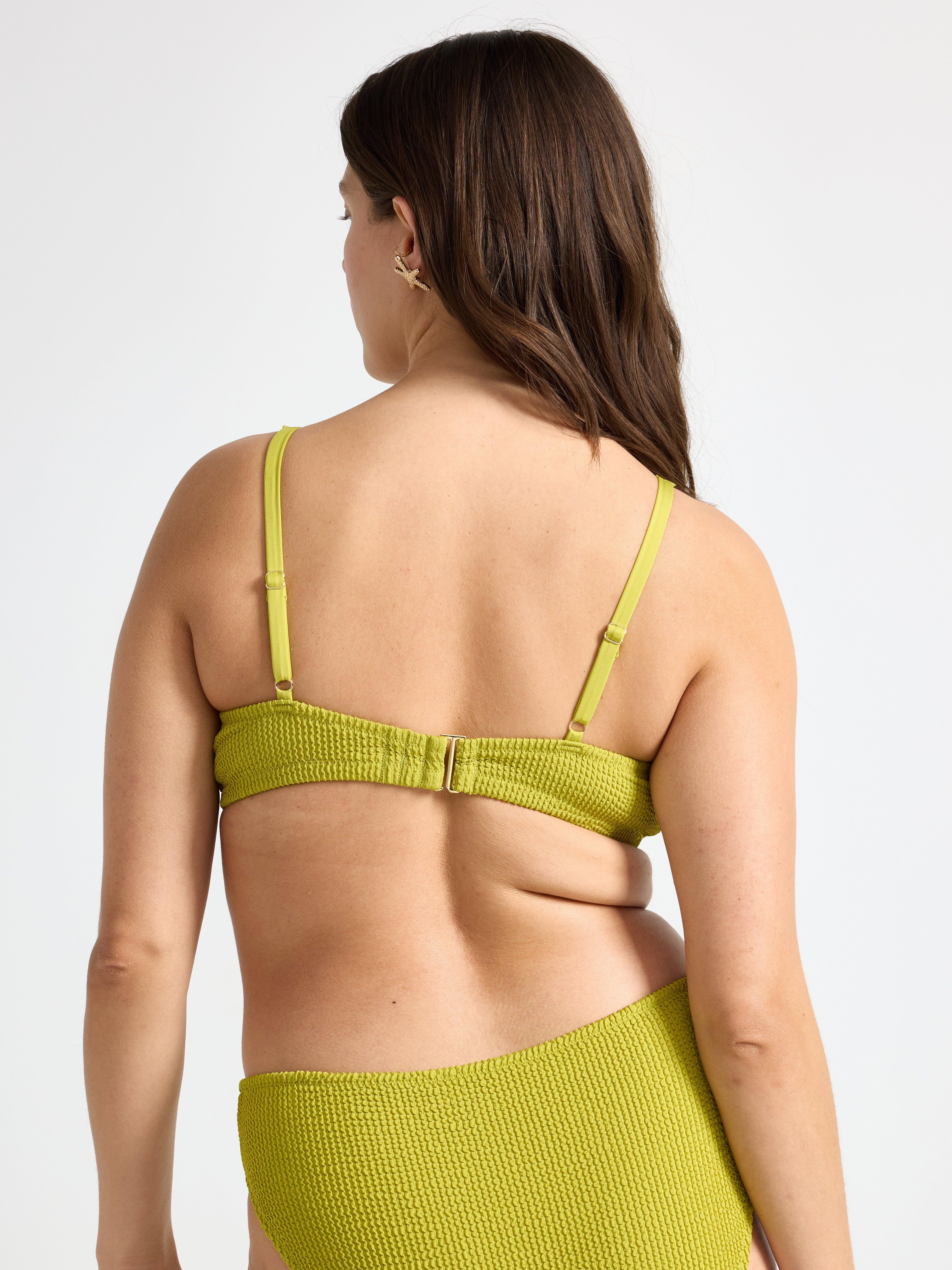 Krinklad bikiniöverdel Light Dusty Lime