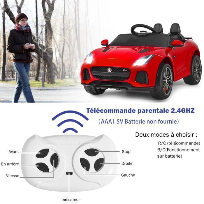 Jaguar 12V/4.5 Electric Ride-On Car for Children Ages 3-8, 2.4G Remote Control, 3-5 km/h, 2 Motors, MP3, USB, TF, Story Red