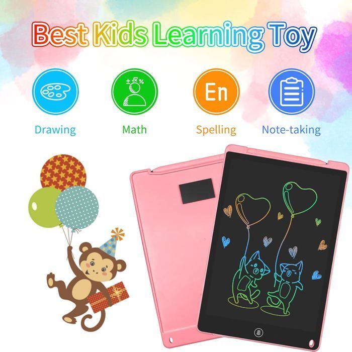 Pizarra infantil de dibujo - ZGEER - Juego de 2 - 30,5 cm - Azul y rosa - Tecnología LCD - Sensible a la presión