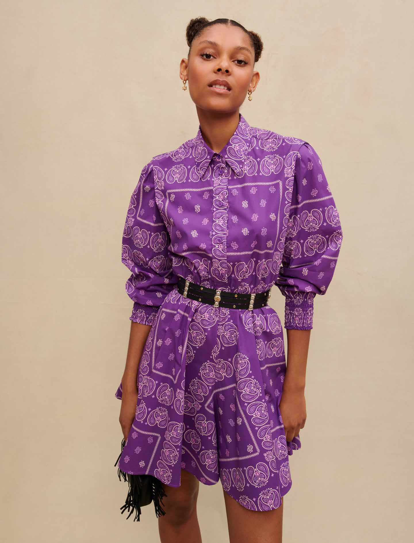 Kort jurkje met paisleyprint - Violette bandana