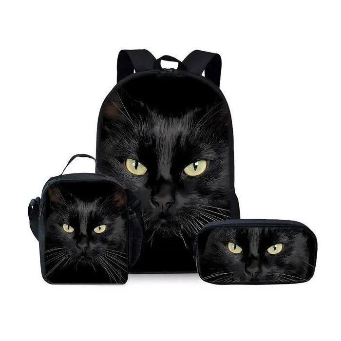 Sac à dos JINDING T19 primaire trois pièces pour enfant motif dessin animé Sac bandoulière en polyester imperméable et trousse