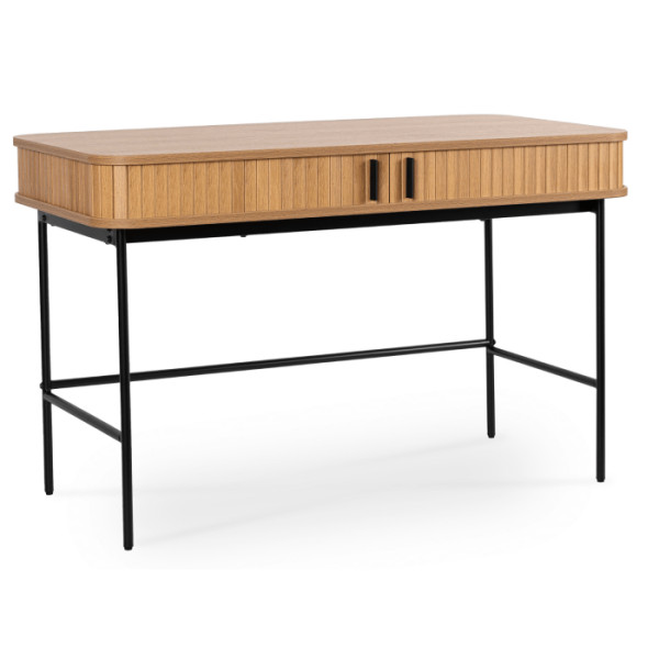 Biurko z Szufladami 120 cm z Lamelami Loft Industrialne TRISH Dąb Złoty