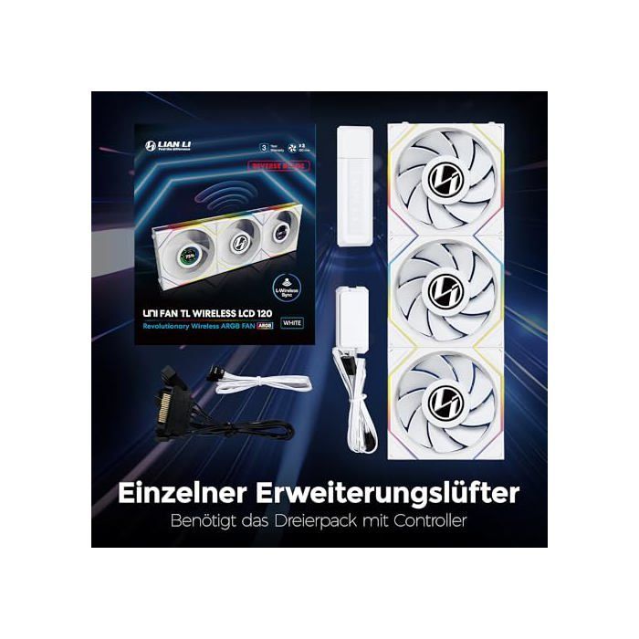 Ventilator - LIAN LI - UNI FAN TL Ss - ARGB - 3x120mm - Wit - LCD-bediening