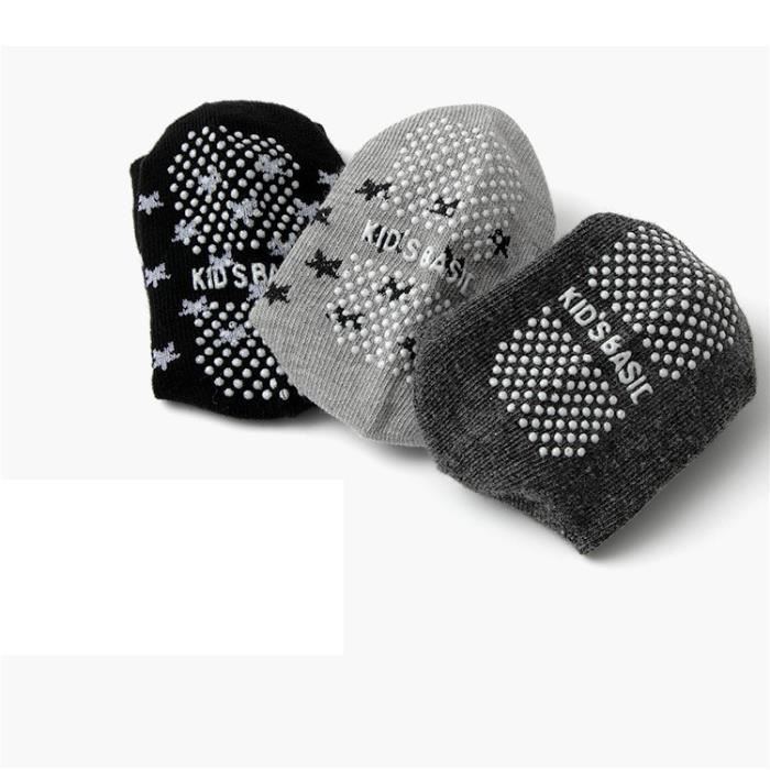 Chaussettes Naissance pour Bébés Garçon en Coton 12 Paires Antidérapage Rayure - Noir Blanc Gris