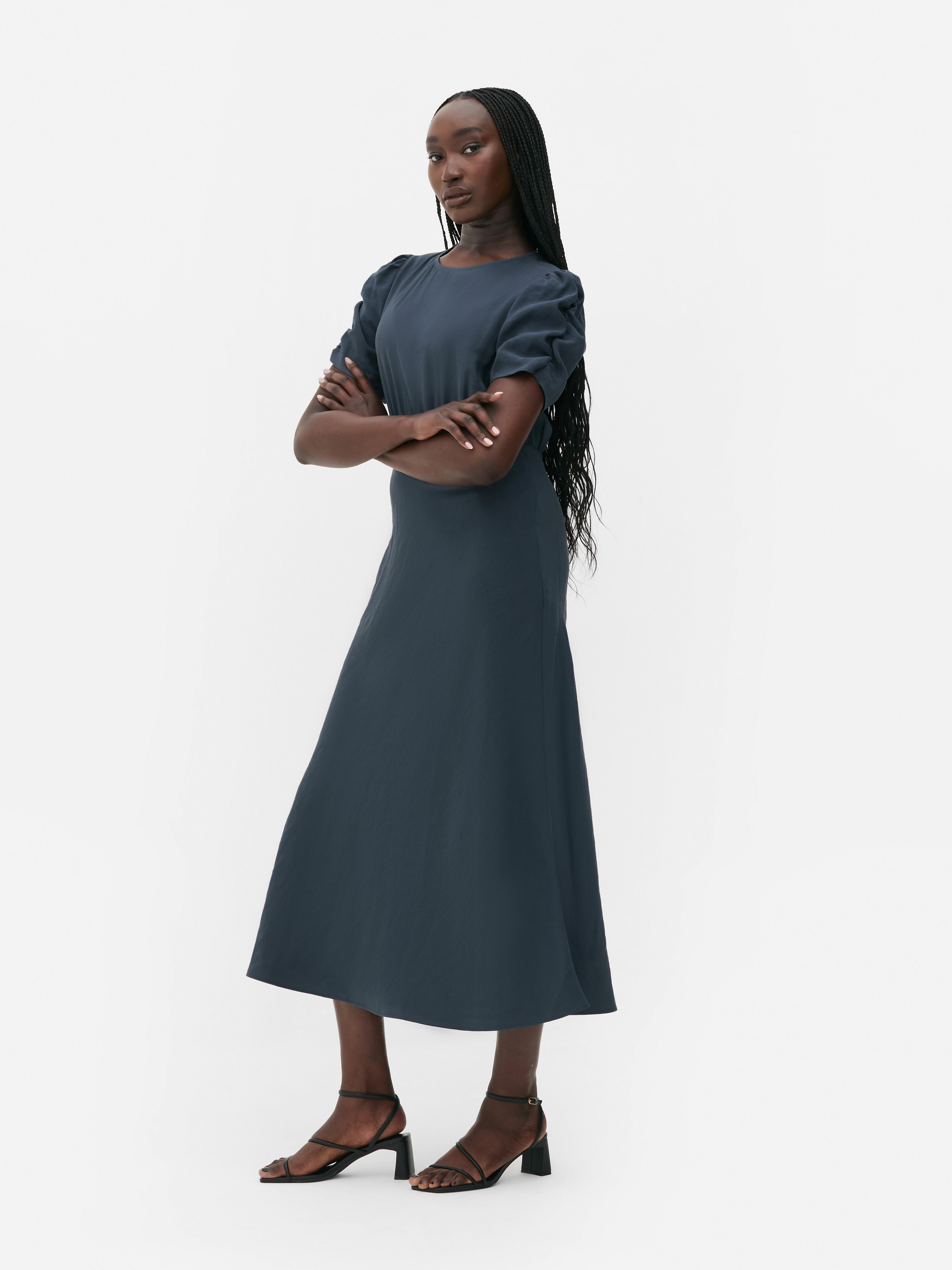 Rochie midi The Edit O rochie midi cu fustă în linie A și mâneci bufante cu volane