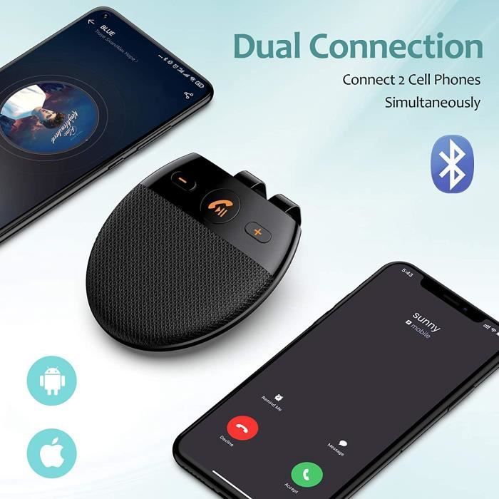 Kit vivavoce - ZGEER - Bluetooth 5.0 - Microfono integrato - Riduzione del rumore - Clip per visiera