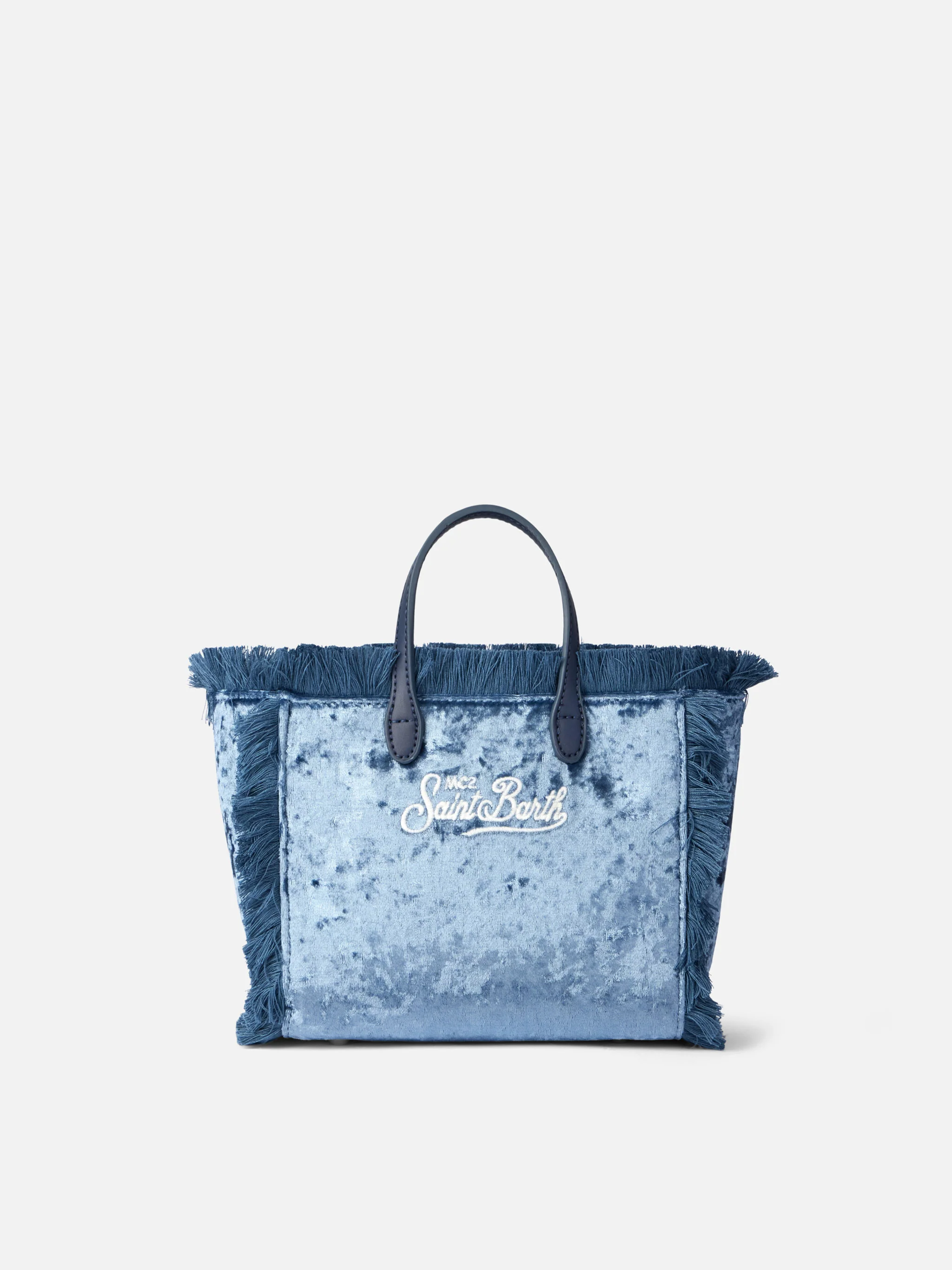 Mini Vanity Handtasche aus hellblauem Chenille