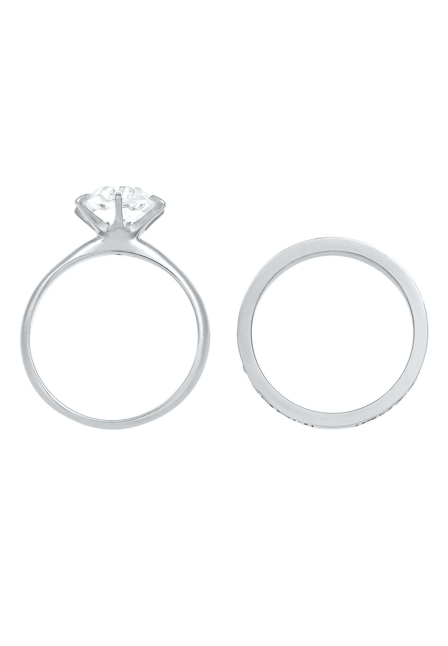 Elli Femmes Bande Set Solitaire Glamoureux avec Cristaux en Argent Sterling 925
