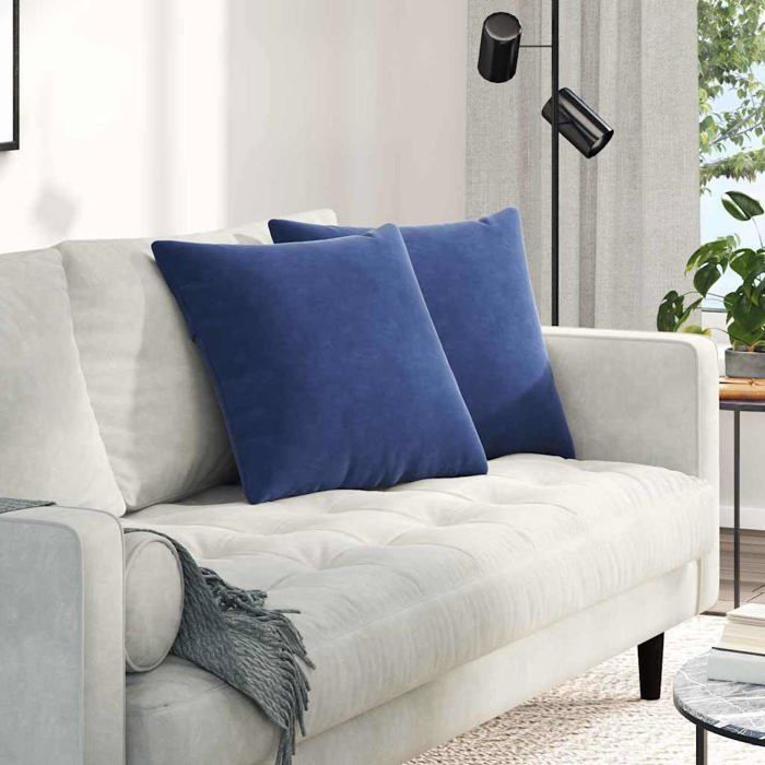 Velvet sofa cushions - vidaXL - Police Blue - 50x50 cm - Removable covers - Polyester filling