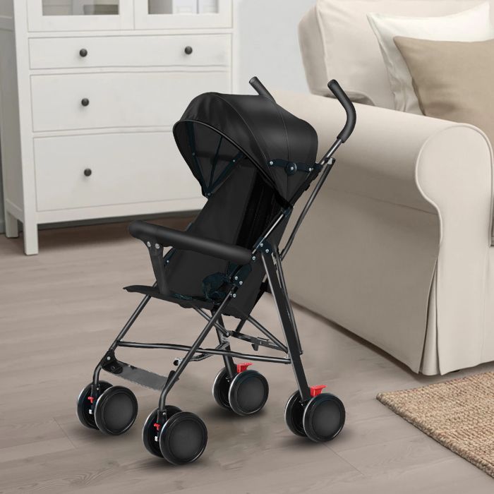 Passeggino compatto SUPFINE per bambini dai 6 mesi in su (fino a 15 kg), pieghevole, con capottina e zanzariera.
