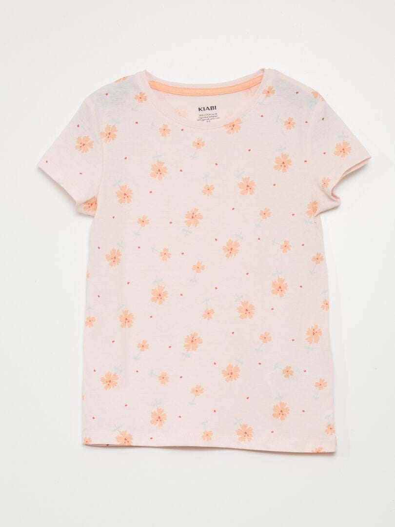 Pyjamaset - T-shirt + korte broek - 2-delig - ROZE