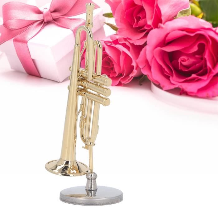 Trompeta en miniatura - SONEW - Modelo de latón resistente - Diseño exquisito - Soporte incluido - Estuche incluido