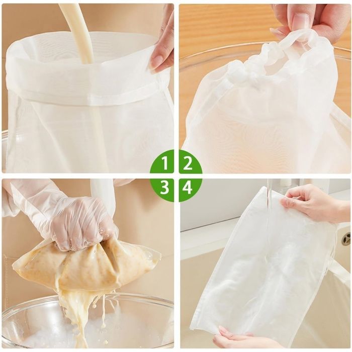 Filter bags for brewing - reusable white filter bags - drawstring filter bags