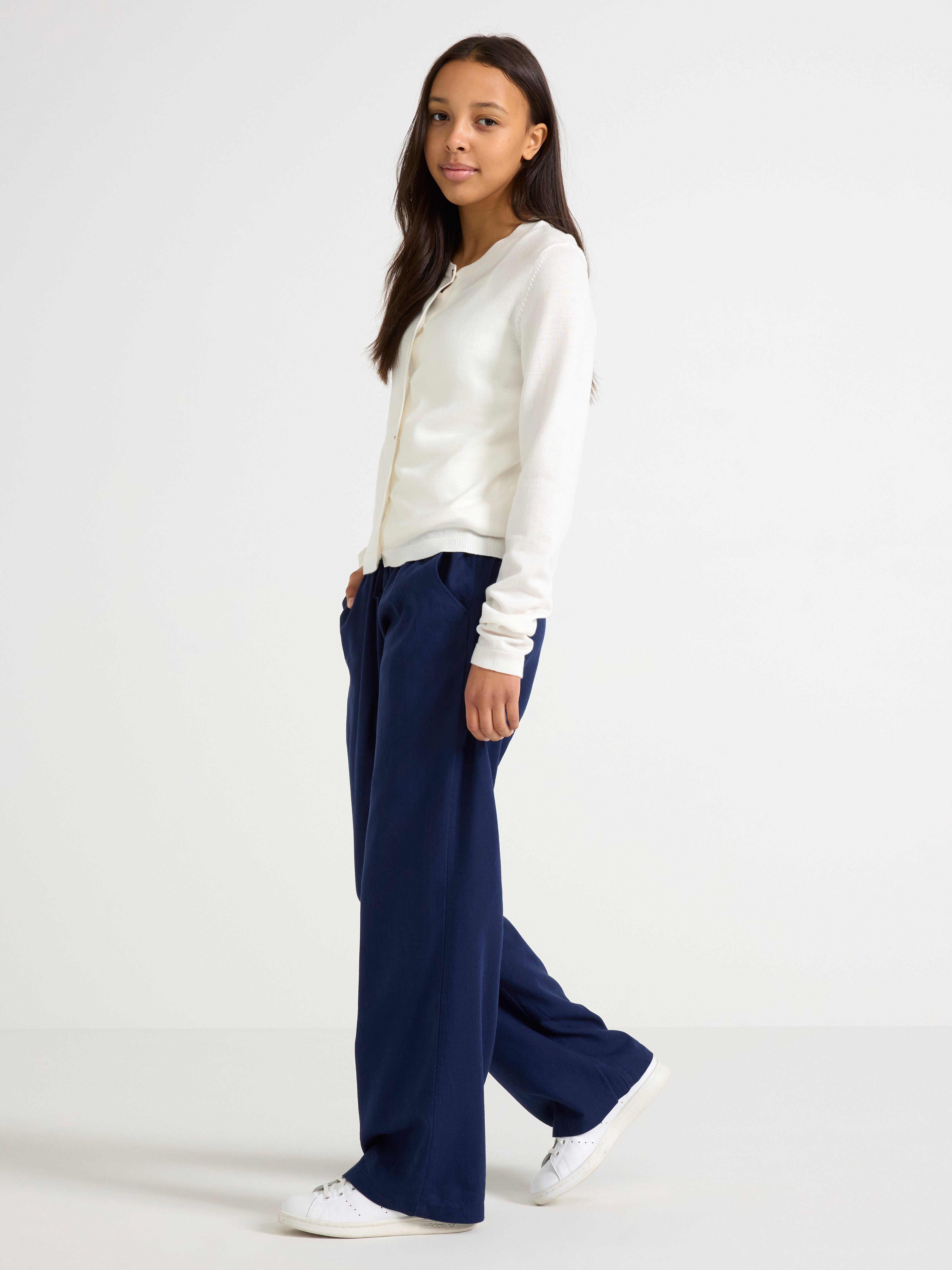Byxor i linneblanding Dark Blue