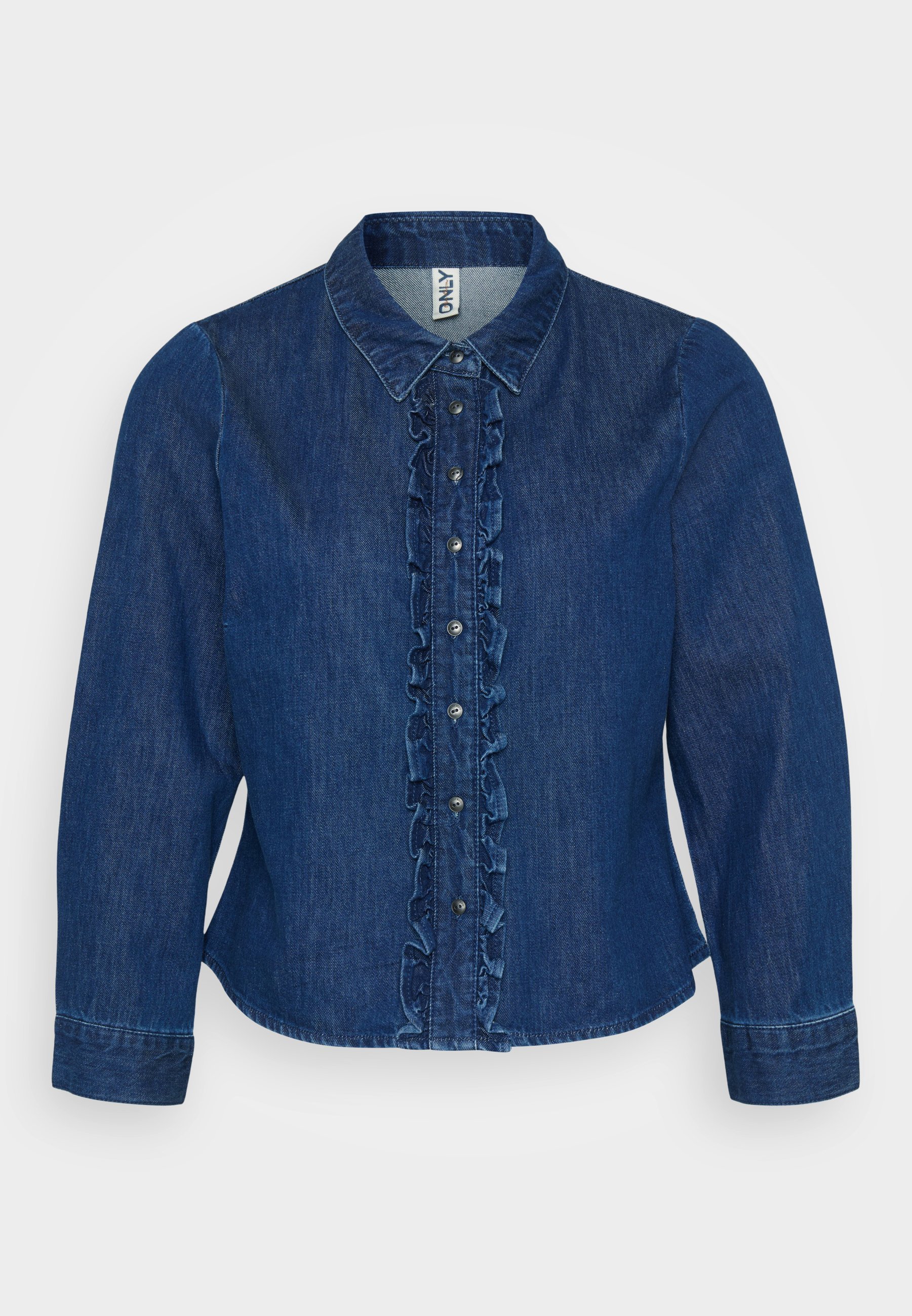 ONLY Petite ONLKAYA RUFFELSHIRT - Blouse met knoopsluiting - donkerblauwe denim