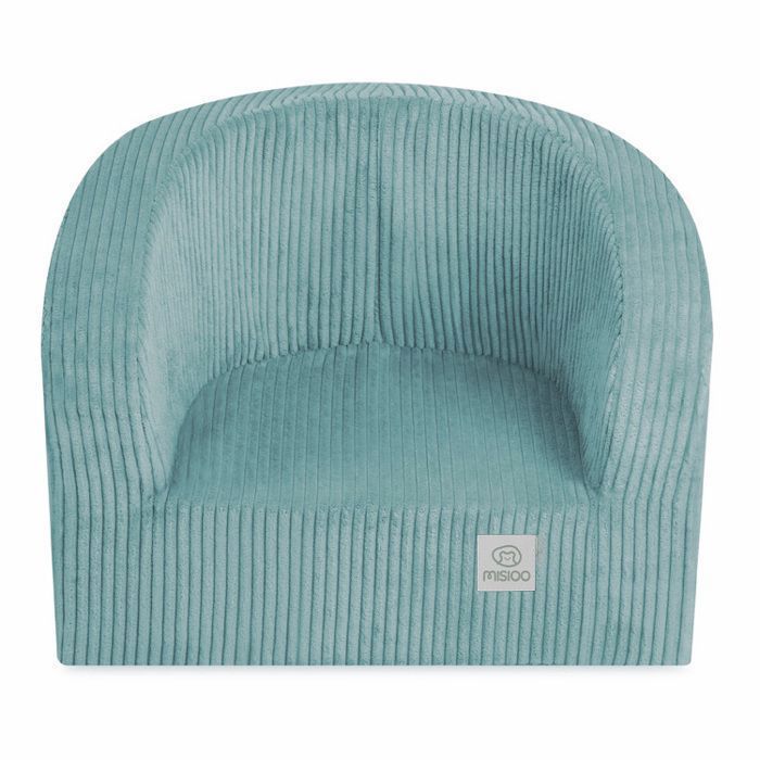 Poltrona imbottita MISIOO per neonati/bambini, in velluto a coste blu, 53x40 cm