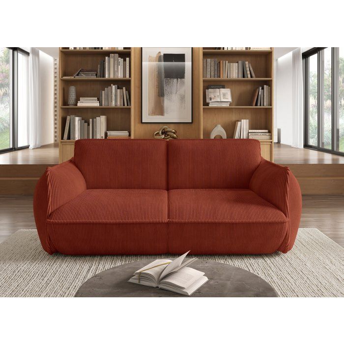 Festes Sofa – 3-Sitzer – SOFFIO – Stoff Terracotta – 220 x 98 x 83 cm