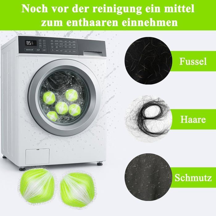 Bola atrapapelos para lavadora, reutilizable, para ropa y ropa de cama, compatible con lavadoras y secadoras (verde)