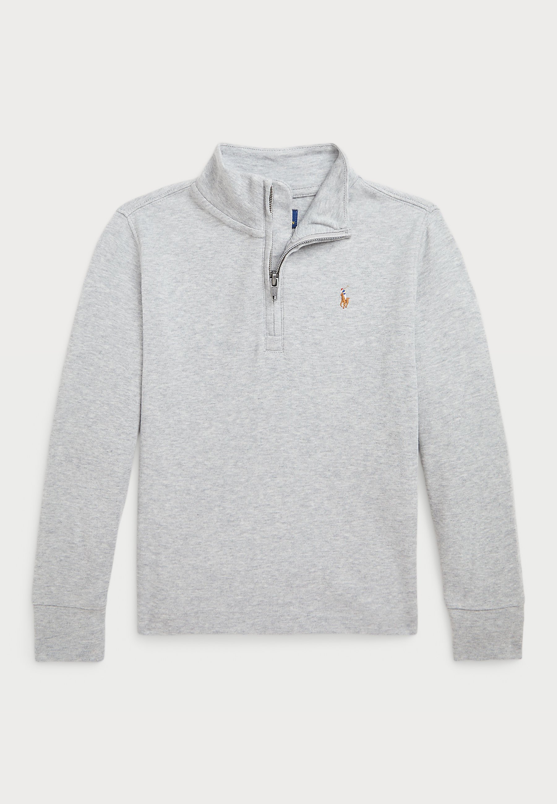 Pull Polo Ralph Lauren en coton interlock à quart de zip - Haut à manches longues - coloris chiné
