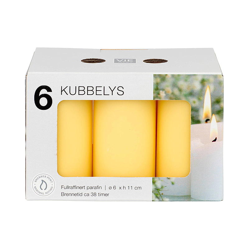Vie Home Cube-lampe 6-pakning 6x11 cm gul